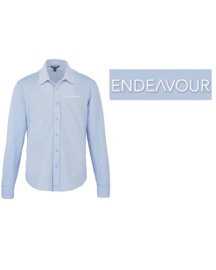 Eco Knit Long Sleeve Button Up- Frost Blue