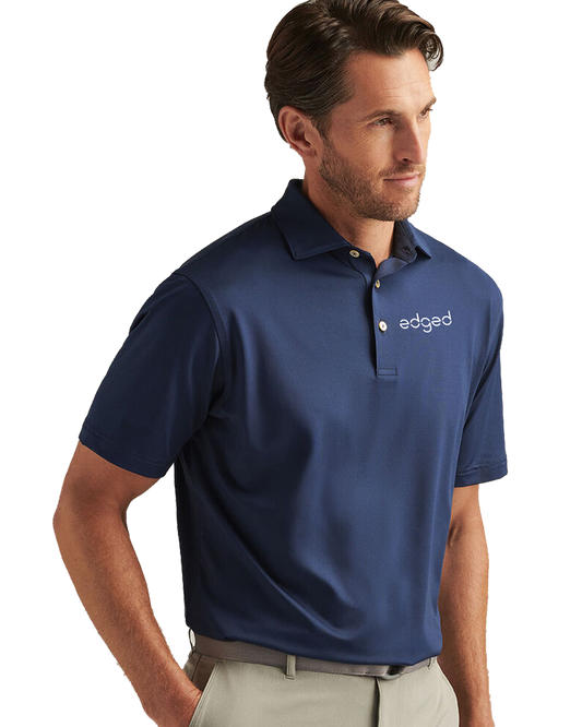 Peter Millar Edged Solid Performance Polo-Navy